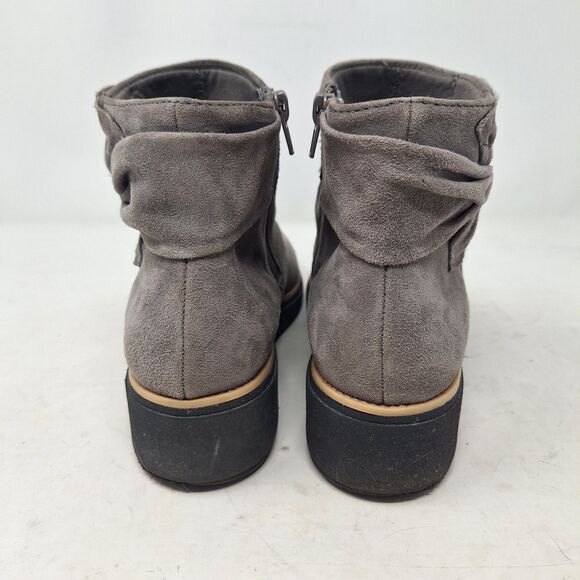 Clarks Sharon Salon Grey Suede Side Knot Ankle Booties Wedge Heel Indie Size 9 - Picture 3 of 8